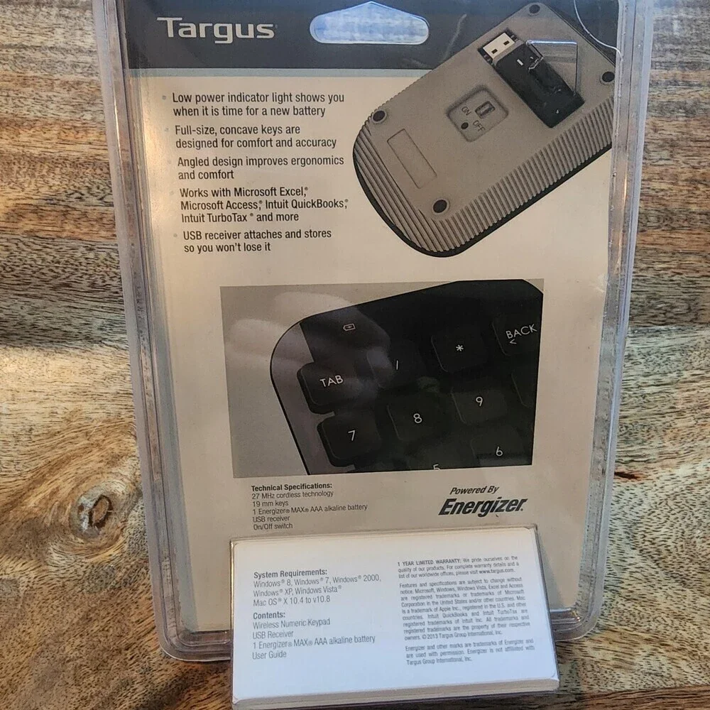 Targus Wireless Numeric Keypad AKP11US USB RF PC Black New Sealed Portable